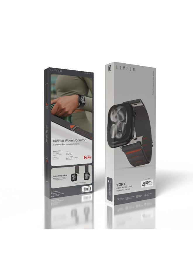 ليفيلو سوار ساعة ذكية من النايلون، قابل للتعديل، مقاوم للماء والعرق، مصمم لساعات أبل من سلسلة 11/10/9/8/7 - رمادي - Image 4